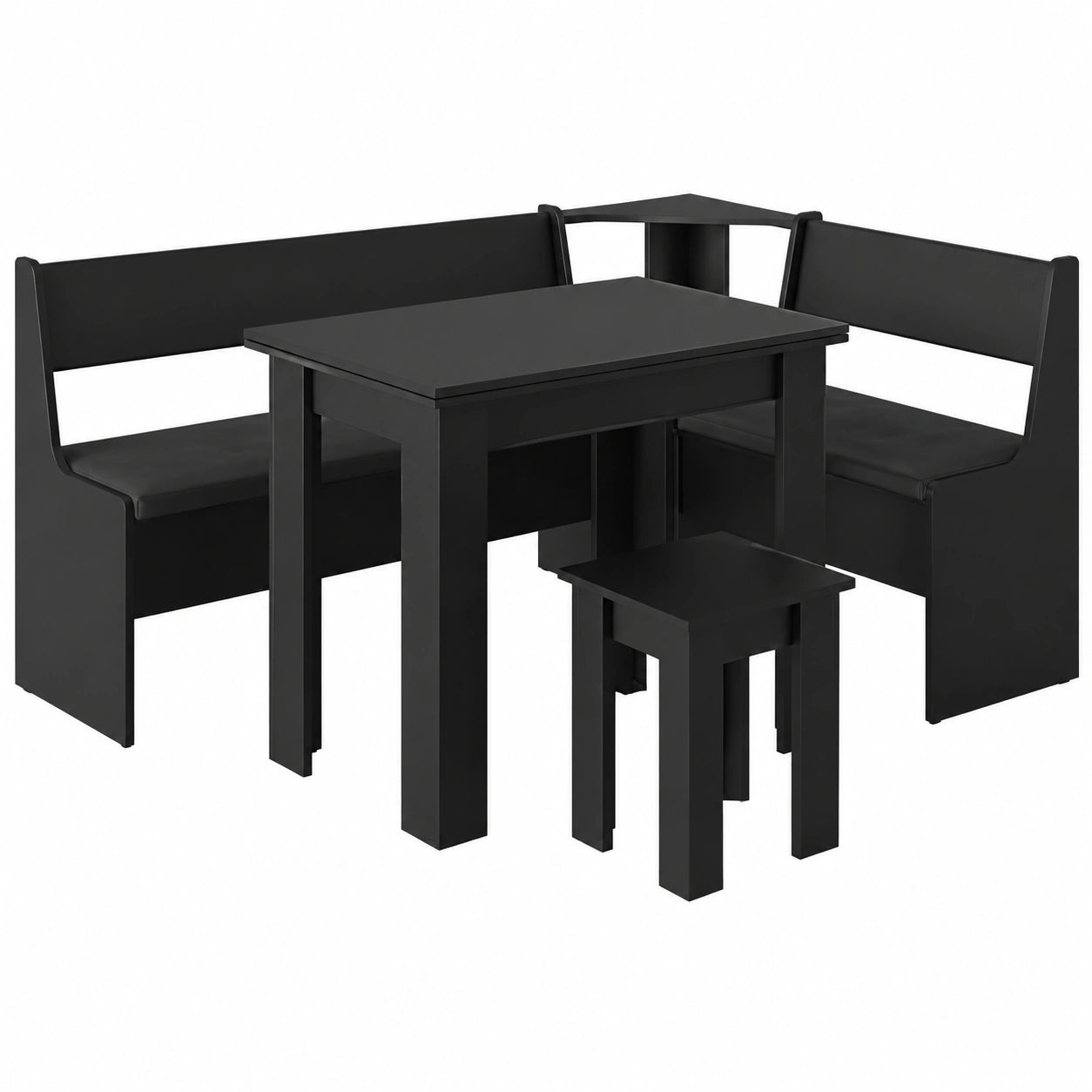 Vicco Eckbankgruppe Roman in Schwarz - Platzsparende Essbank mit Tisch 180x120 cm für Küche und Esszimmer