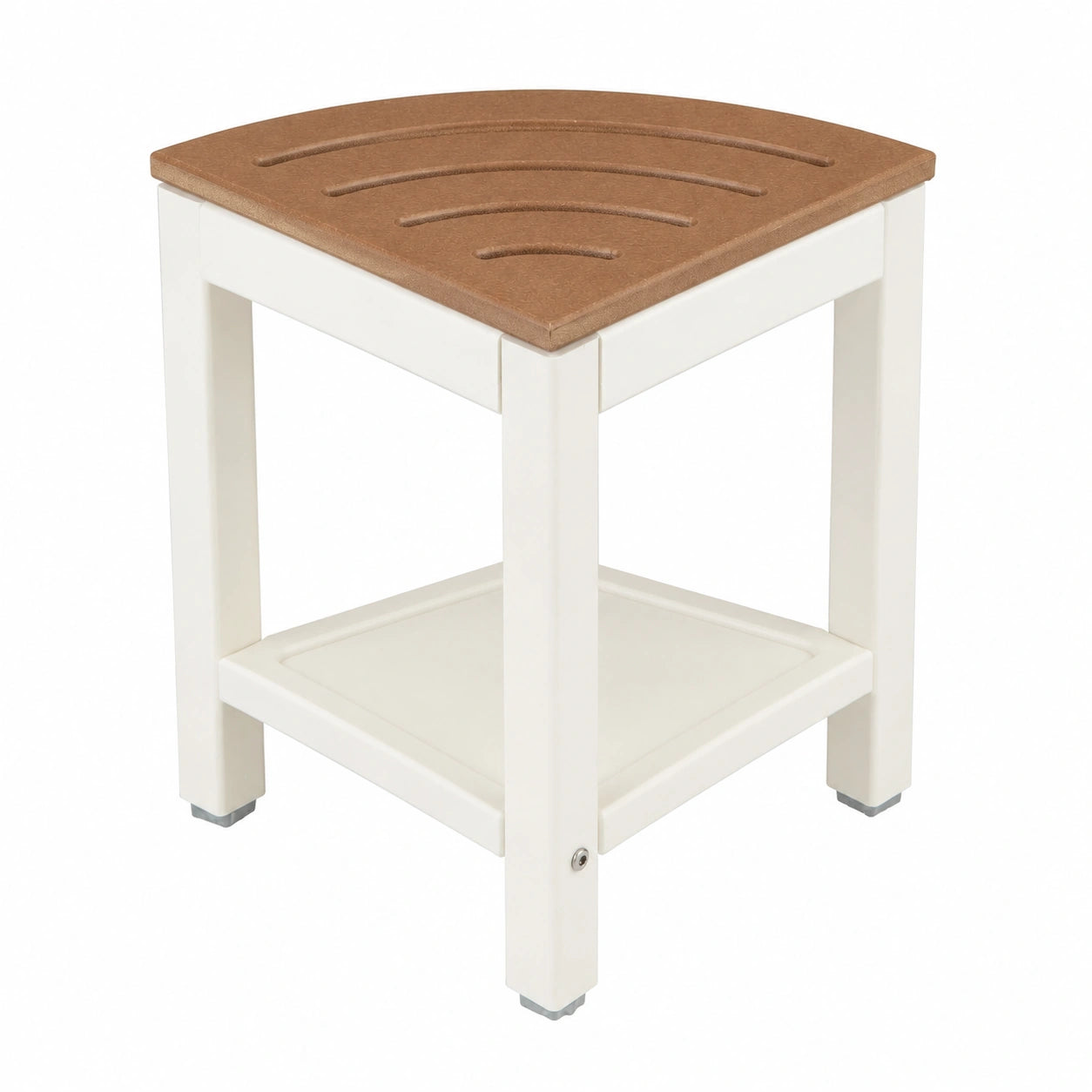 HOMASIS Eckiger Duschhocker, HDPE Badehocker mit Ablage und Entwässerung, bis 150 kg belastbar, 32,5 x 32,5 x 43,5 cm, Braun