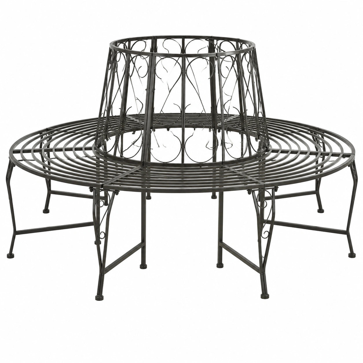 Runde Baumbank aus Stahl 160 cm Wetterfest für Garten