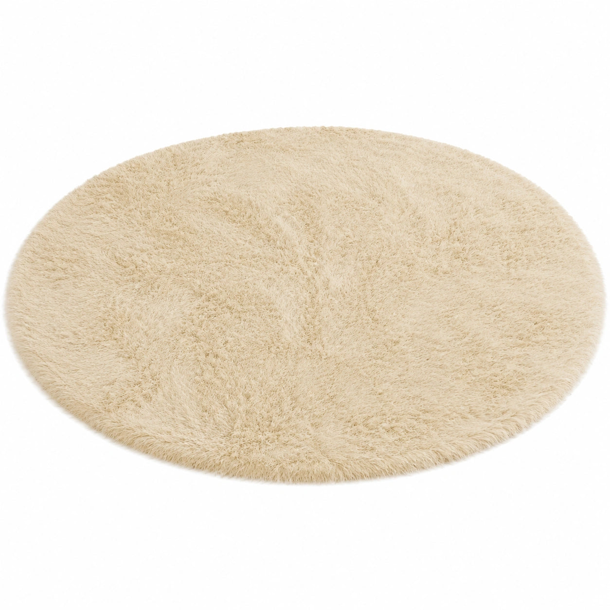 Gemütliche Kunstfell-Sitzkissen, Rund, Beige, 40x40 cm, 4er-Set für Wohnzimmer