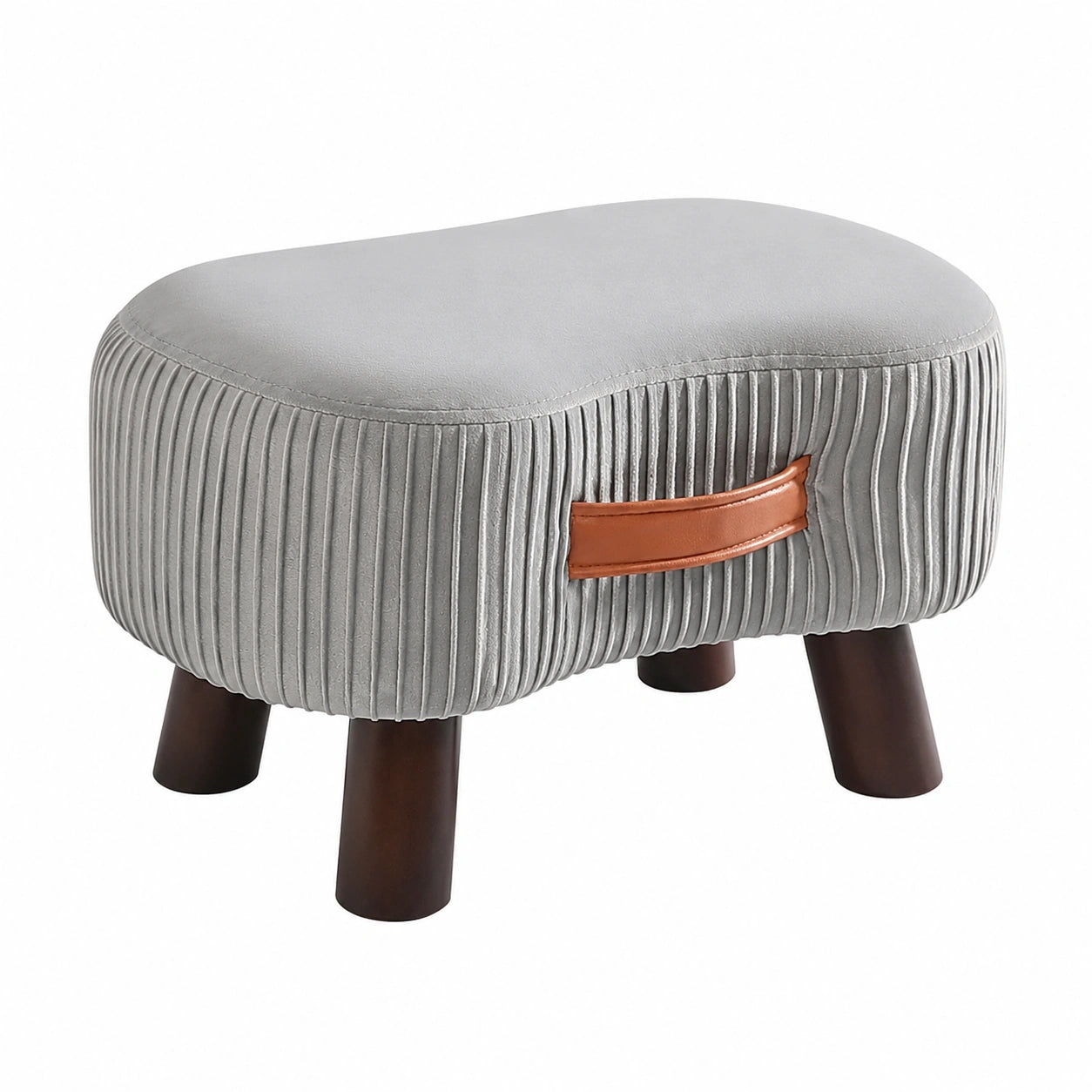 Ergonomischer Samthocker mit Tragegriff, Polsterung und Massivholz, Ideal für Wohnzimmer und Kinderzimmer, Grau, 40x28x23CM