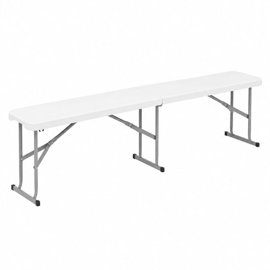 COSTWAY Klappbare Bierzeltbank, 182x28x43 cm, Tragbare Kunststoffbank, Belastbar bis 300 kg, Weiß