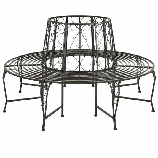 Runde Baumbank aus Stahl 160 cm Wetterfest für Garten
