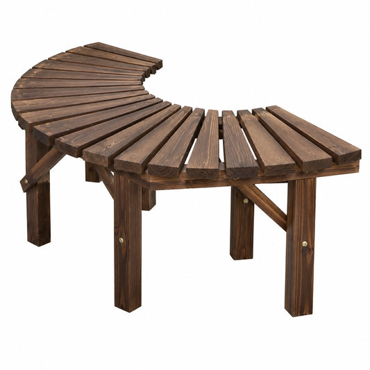 Halbrunde Gartenbank aus Massivholz, wetterfeste Parkbank für Terrasse und Garten