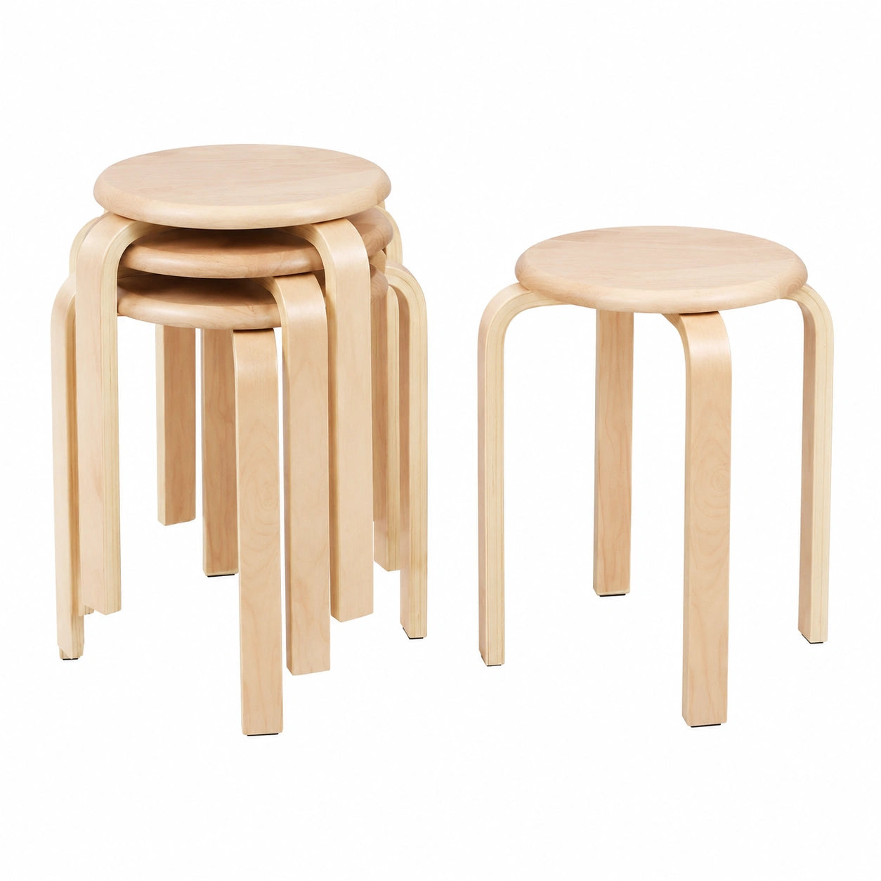 IBUYKE Stapelhocker Set: 4 robuste Holzstühle mit rutschfesten Matten, ideal für Esszimmer, Küche und Home-Pub