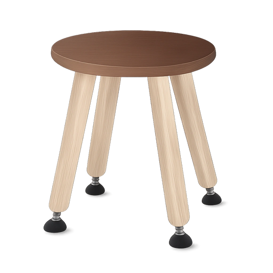 Holzhocker im 2er-Set für Kinder und Kleinkinder – Walnussholz – Höhenverstellbarer Sitz mit Nivellierfüßen