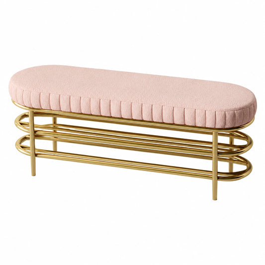 Goldenes Metall-Schuhregal mit Sitzbank und Stauraum, 2-stöckig, für Flur und Wohnzimmer