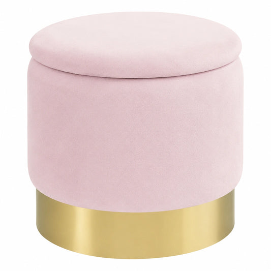 Nizza Samt-Sitzhocker mit Stauraum – Moderner Polsterhocker in Rosa für Wohnzimmer und Schminktisch