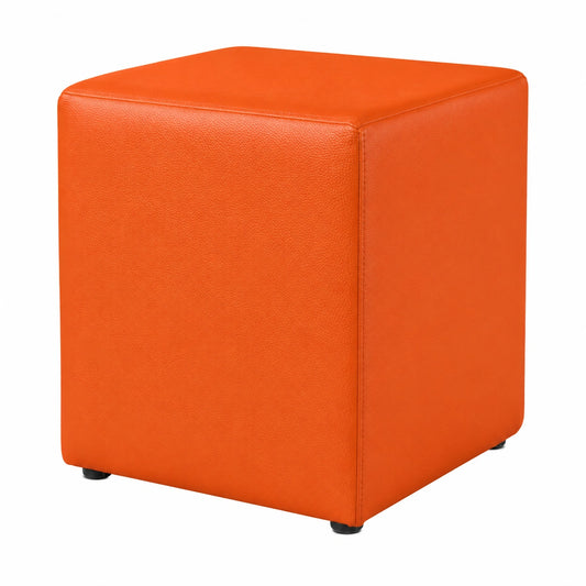 Happers Kunstleder-Sitzwürfel in Orange, vielseitiger Hocker und Fußstütze für Wohn- und Schlafzimmer
