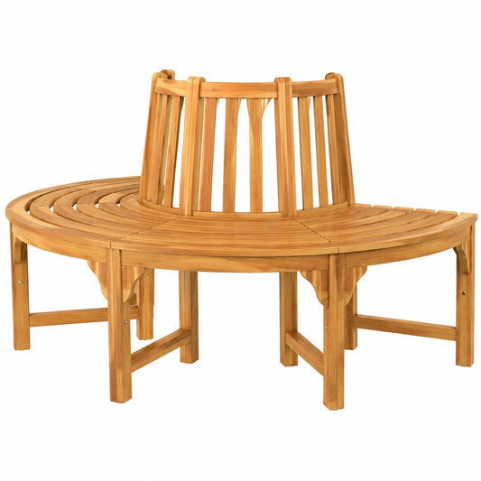 Runde Gartenbank aus Eukalyptusholz mit Lehne, wetterfest, 160 cm